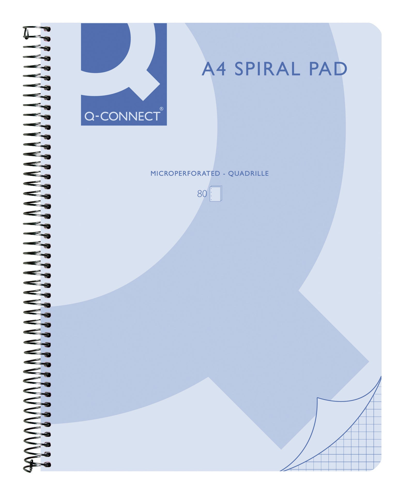 Q-CONNECT Spiralblock, Softcover, 80 Blatt, mikroperforiert, 4-fach gelocht, 70 g/m² – Blau