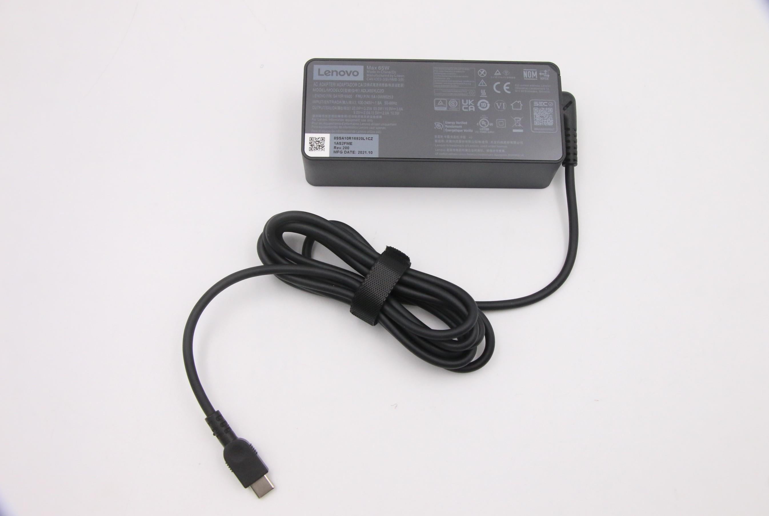Lenovo 5A10W86253 Netzteil 65 W – für Lenovo-Laptops – Schwarz