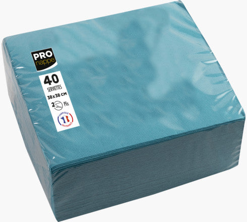 PRONAPPE Servietten türkis – 38 × 38 cm, 2-lagig – 40 Stück