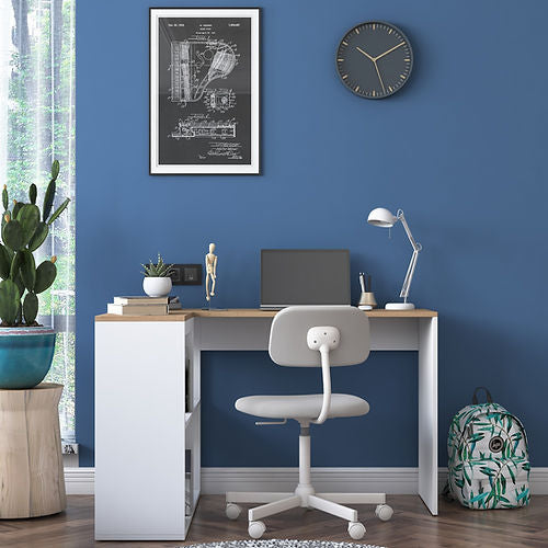Woody Fashion HA113 – Schreibtisch, 120 × 50 cm, weiss/holz