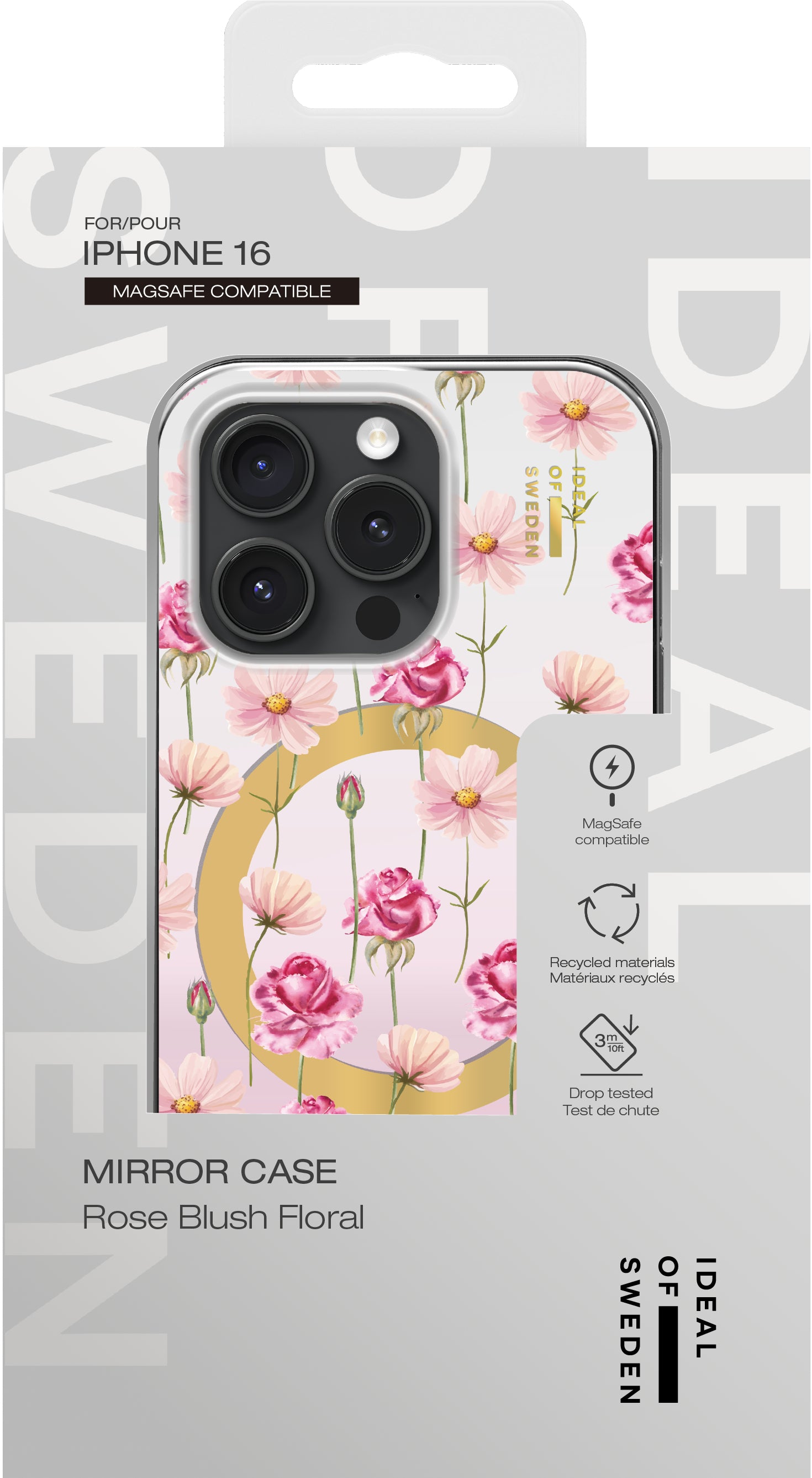 iDeal of Sweden Mirror Case – Backcover – für Apple iPhone 16, MagSafe, TPU, Rose Blush Floral