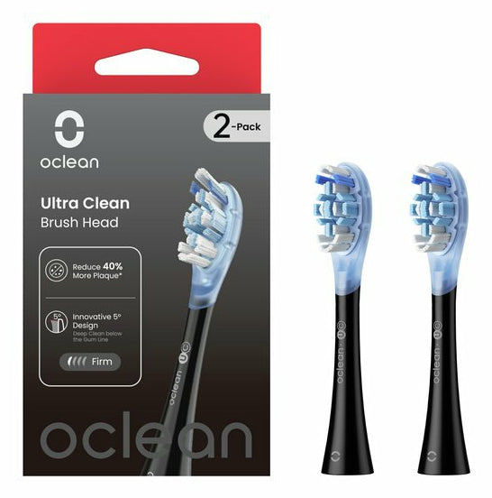 Oclean Ersatzkopf Ultra Clean – für Oclean Zahnbürsten – Extra weich – 2 Stk – Schwarz
