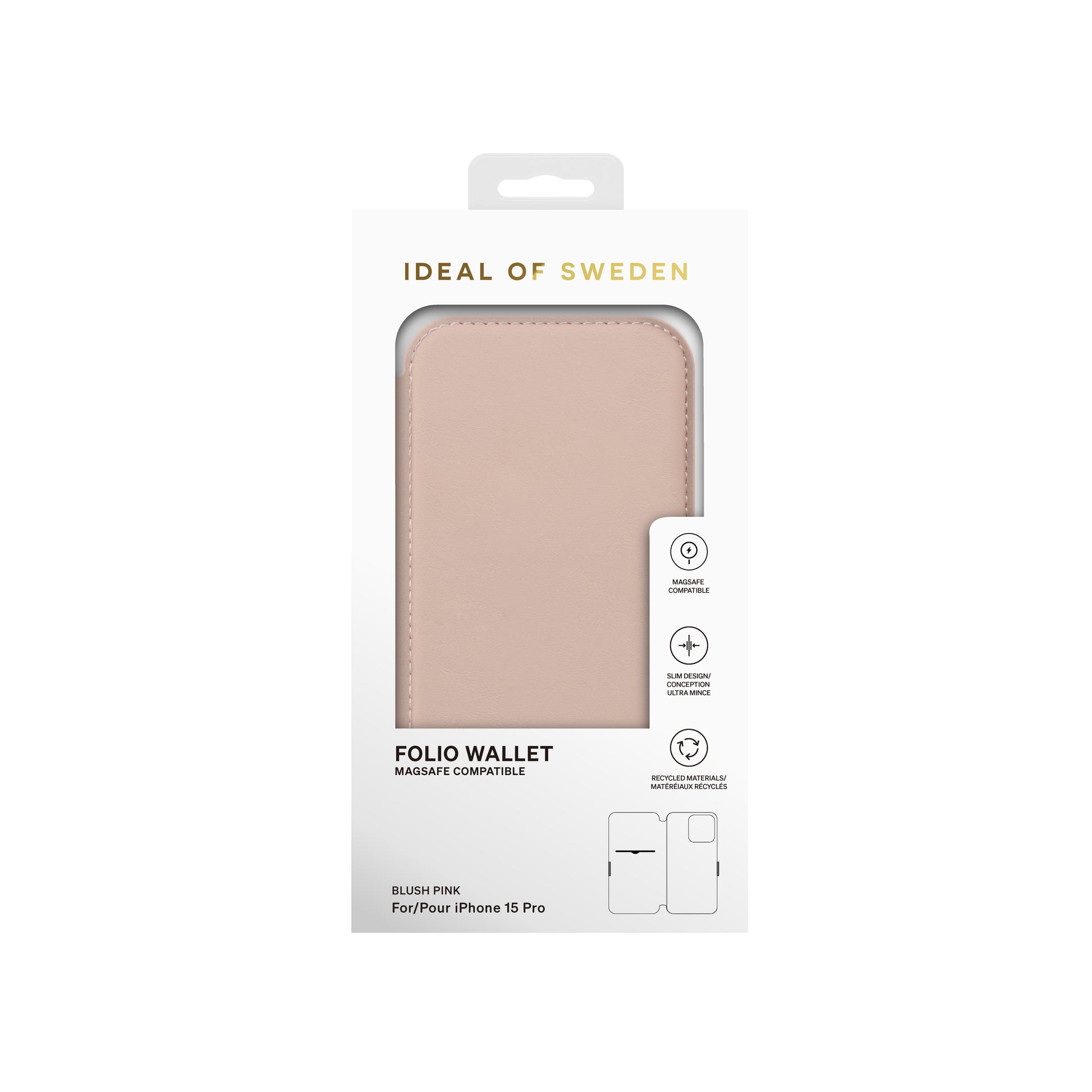Ideal of Sweden – Booklet-Hülle – für Apple iPhone 15 Pro – rosa – mit Kartenfach, Magnetverschluss