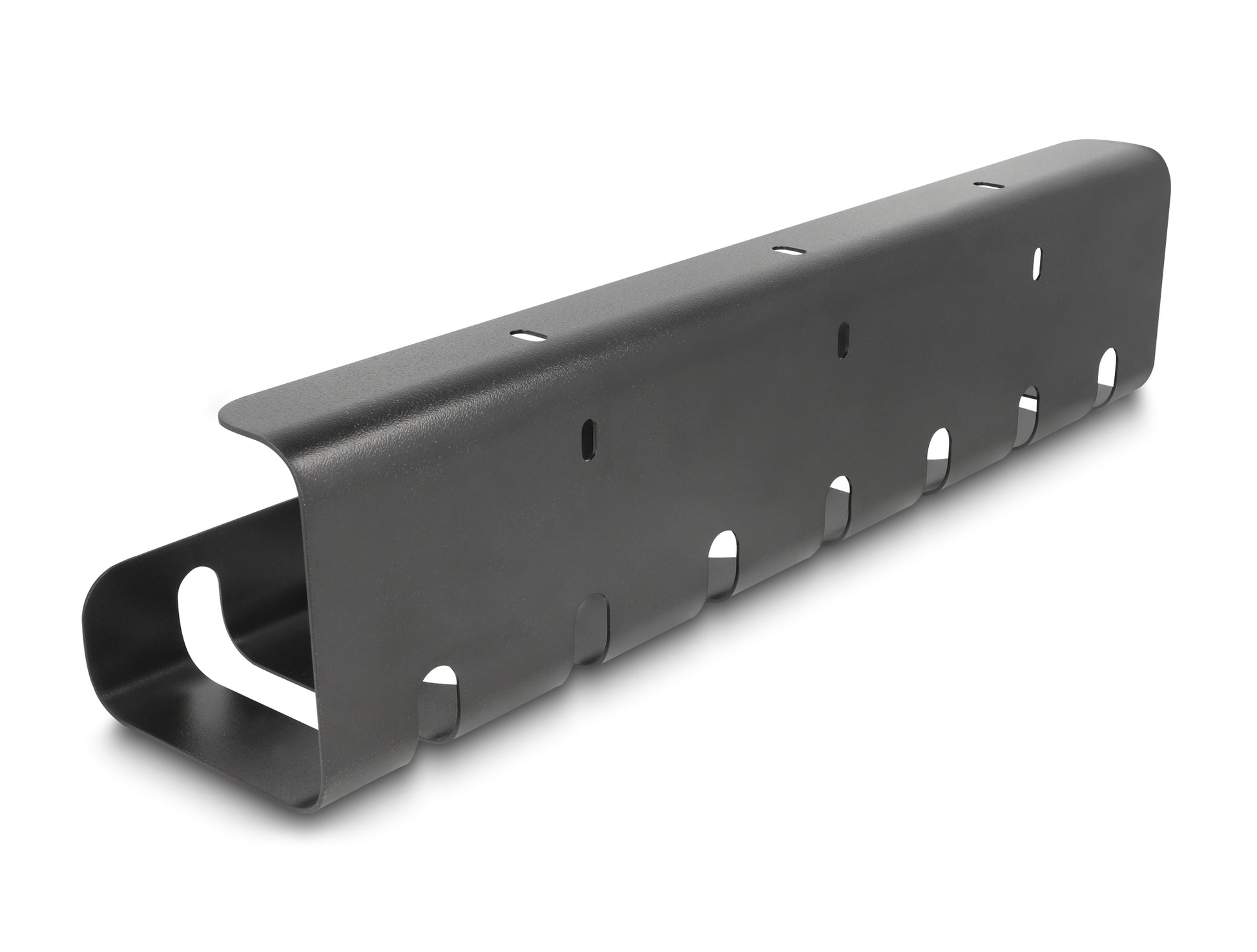 DeLOCK Kabelhalter – schwarz, Metall, B 100 × H 40 × T 430 mm, für Untertischmontage, 2er-Set