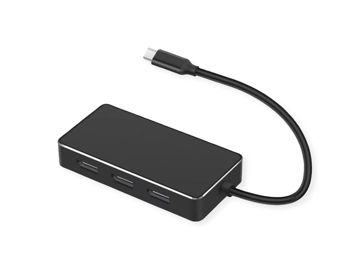 VALUE USB-C zu 3× DisplayPort Adapter – 4K (3840 × 2160) @ 60 Hz, 10 cm, DP Alt Mode, für Geräte mit USB-C