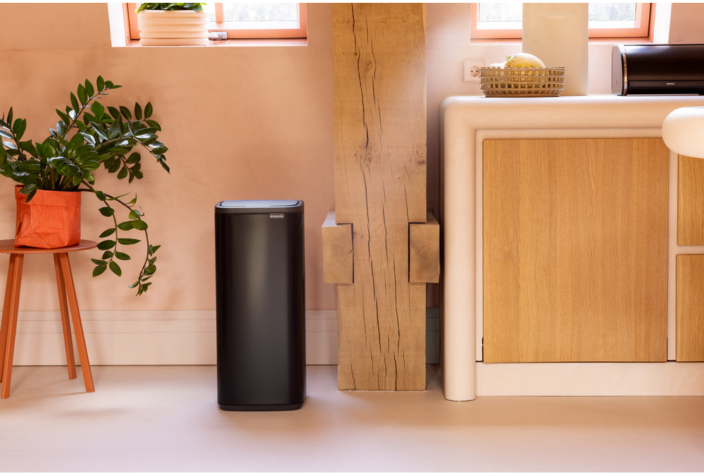 Brabantia Papierkorb – 30 l – Stahl, Schwarz matt – B × H 280 × 650 mm