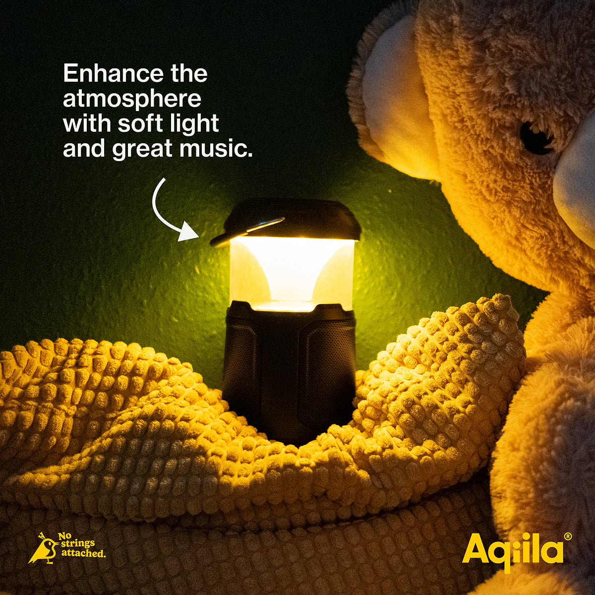 Aqiila Soundbird B10 – Bluetooth-Lautsprecher – mit Lampe & Powerbank, 20 W, 12 h, Schwarz