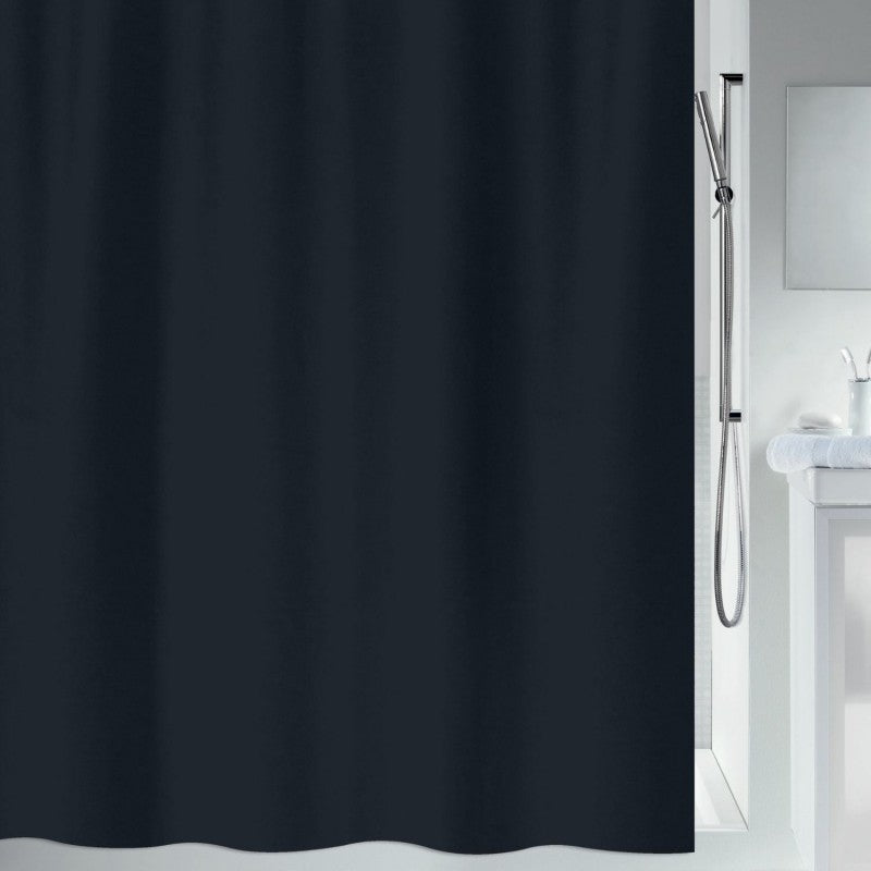 Spirella Duschvorhang Primo – 180×180 cm, Polyester, mit Ringen, Schwarz