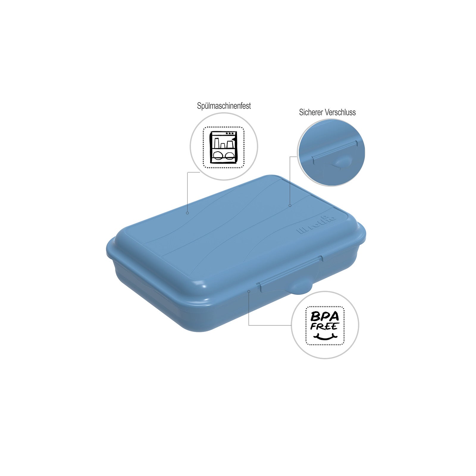 Rotho Lunchbox 450 ml, 16 × 11 × 4 cm, Polypropylen (PP), blau