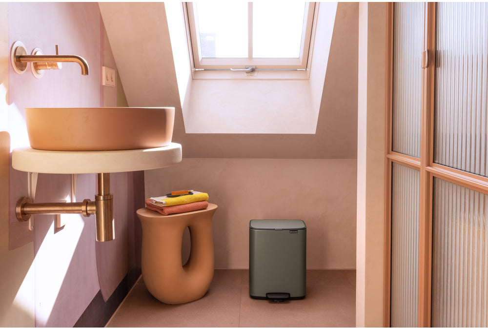 Brabantia Papierkorb – 12 l – Stahl, platin – B × H × T 292 × 369 × 263 mm