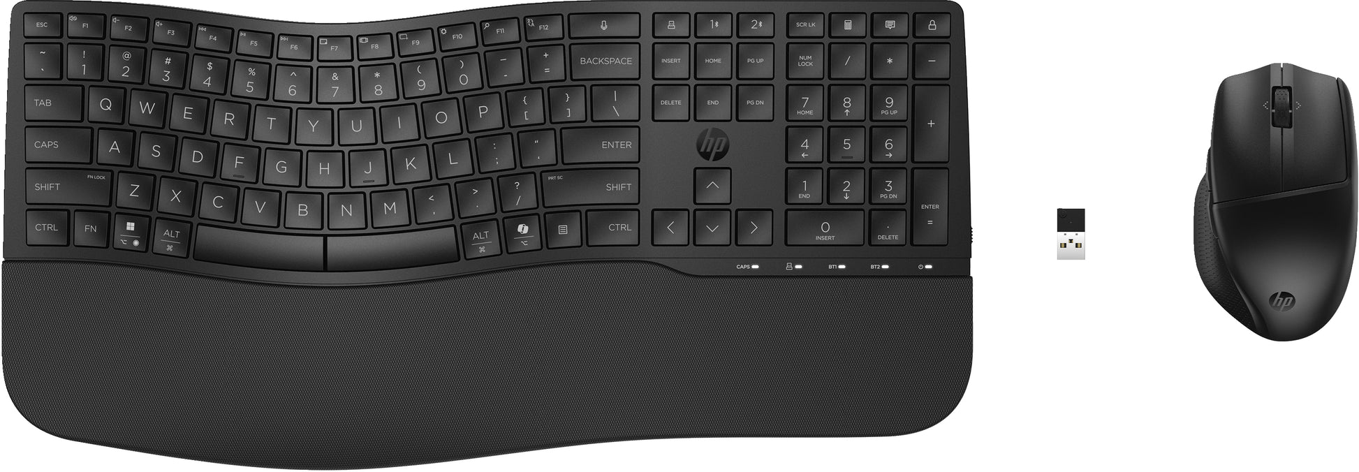 HP 685 Comfort Dual-Mode – Tastatur- und Maus-Set – Bluetooth & 2,4 GHz (Nano-Empfänger, USB-A) – mit Handballenauflage