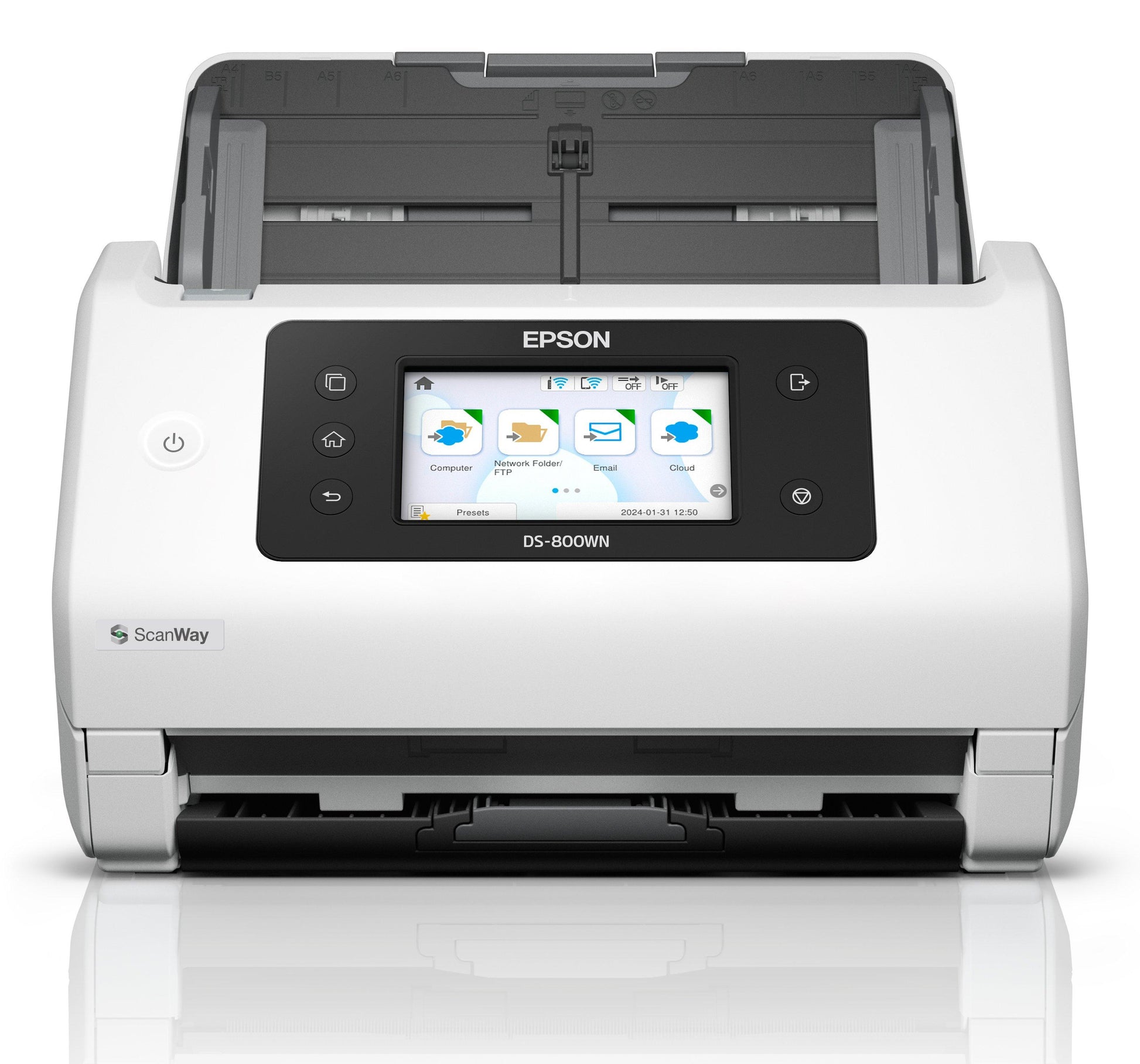 Epson WorkForce DS-800WN – Einzugsscanner, A4, Duplex, 50 ppm, ADF 100 Blatt, WLAN/LAN