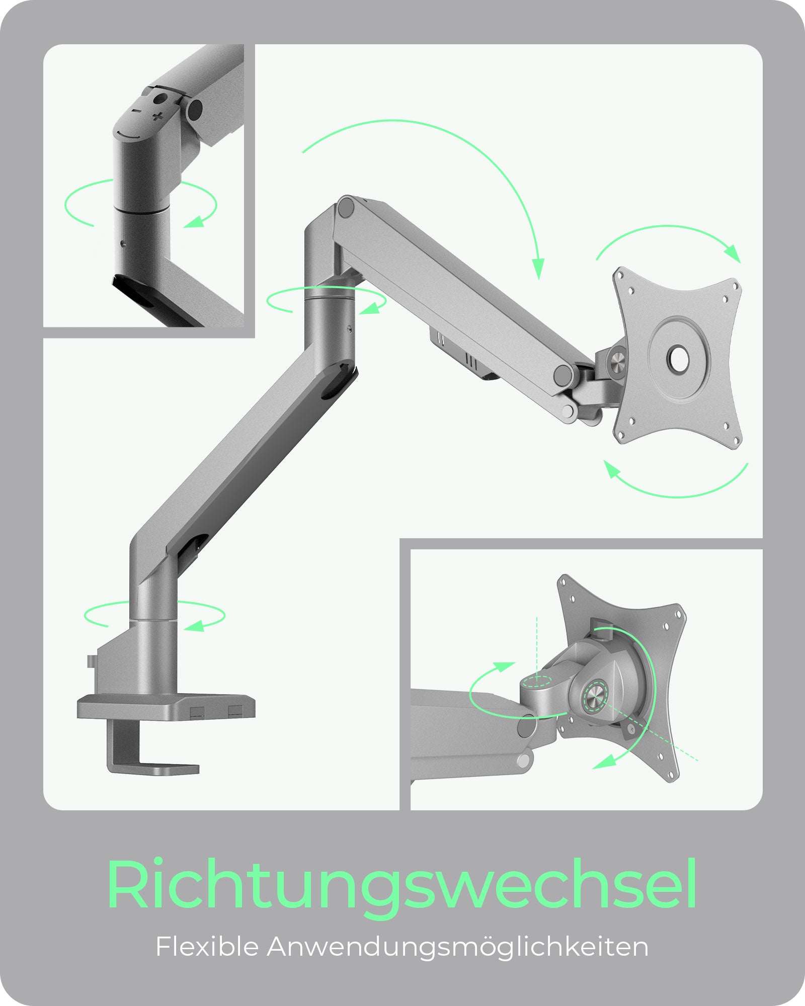 ICY BOX IB-MS523-T – Monitorarm Tischhalterung – Klemme/Durchführung – 1 Monitor – 17–32" – VESA 75×75/100×100