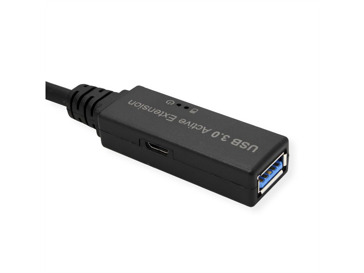 ROLINE USB-C Verlängerungskabel (Stecker auf Buchse) – USB 3.2 Gen 1 (5 Gbit/s) – 5 m – Aktiv – Schwarz
