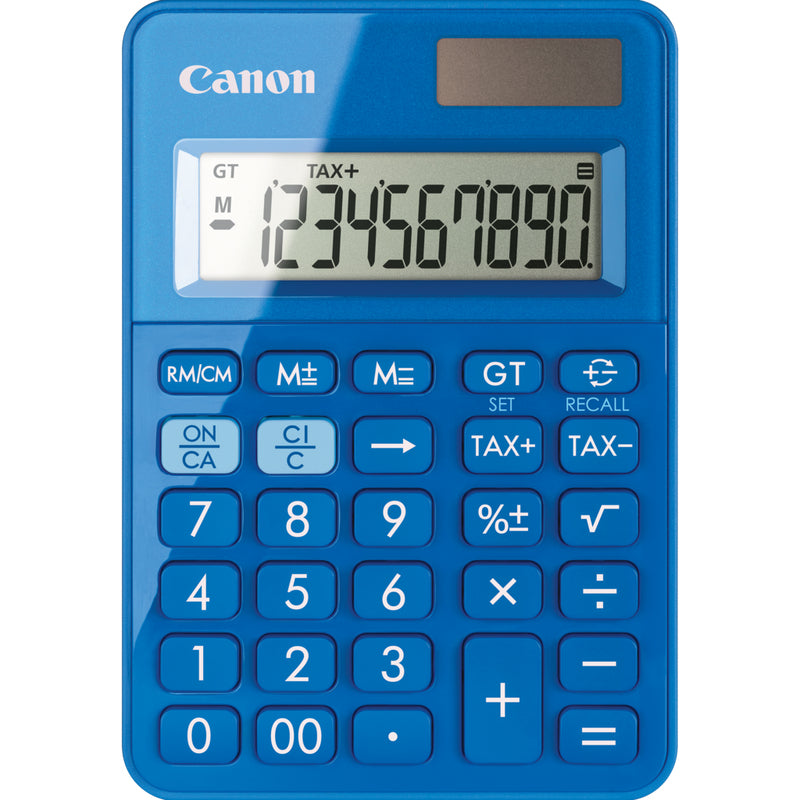 Canon Tischrechner LS-100KB – 10-stellig, LCD, Solar + Batterie, Blau, 83×119×22 mm