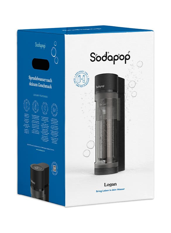 mySodapop Sodapop – Wassersprudler, 3 Flaschen (2× Glas, 1× PET), 1 l, Schwarz