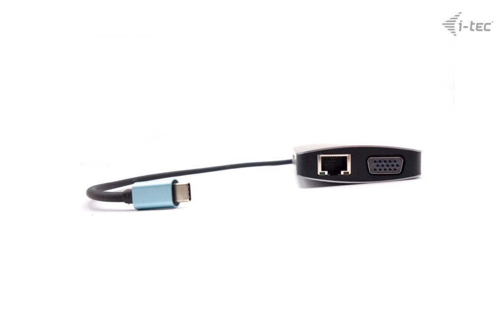 i-tec Multiport-Adapter – USB-C, 1× HDMI, 1× VGA, 3× USB-A, 2× USB-C, 100 W PD, GbE, für Windows/Mac/Linux