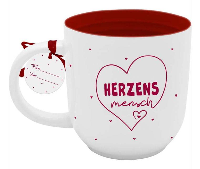 Sheepworld Tasse – 500 ml, Ø 10,0 cm, H 11,0 cm, Keramik, Weiss/Rot