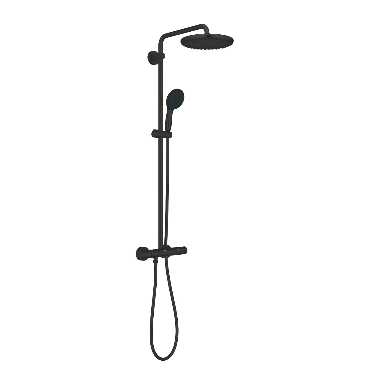 GROHE Duschsystem Vitalio Start 250 – 112 cm, Metall, Aufputz-Thermostat, Schwarz matt