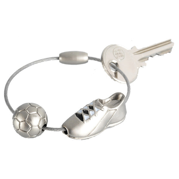 TROIKA Schlüsselanhänger Fussball – Emaille, Metall, Silber, 52 × 52 × 12 mm, 6er-Pack