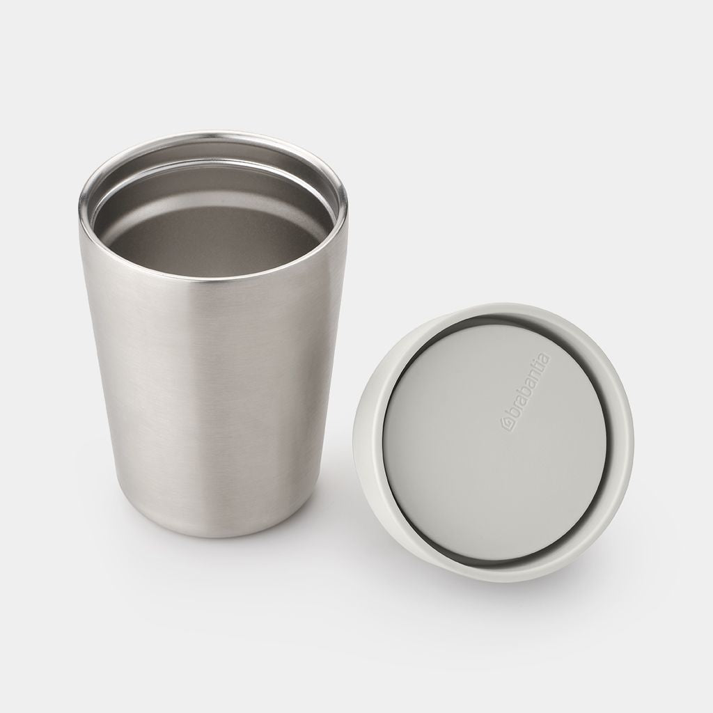 Brabantia Make & Take Thermobecher 200 ml – Doppelwandig 3 h heiss/6 h kalt, Schraubdeckel, Edelstahl