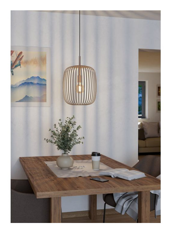 EGLO Pendelleuchte – Ø 32,5 × 110,0 cm, 40 W, dimmbar, für ZigBee 3.0, beige, exkl. E27
