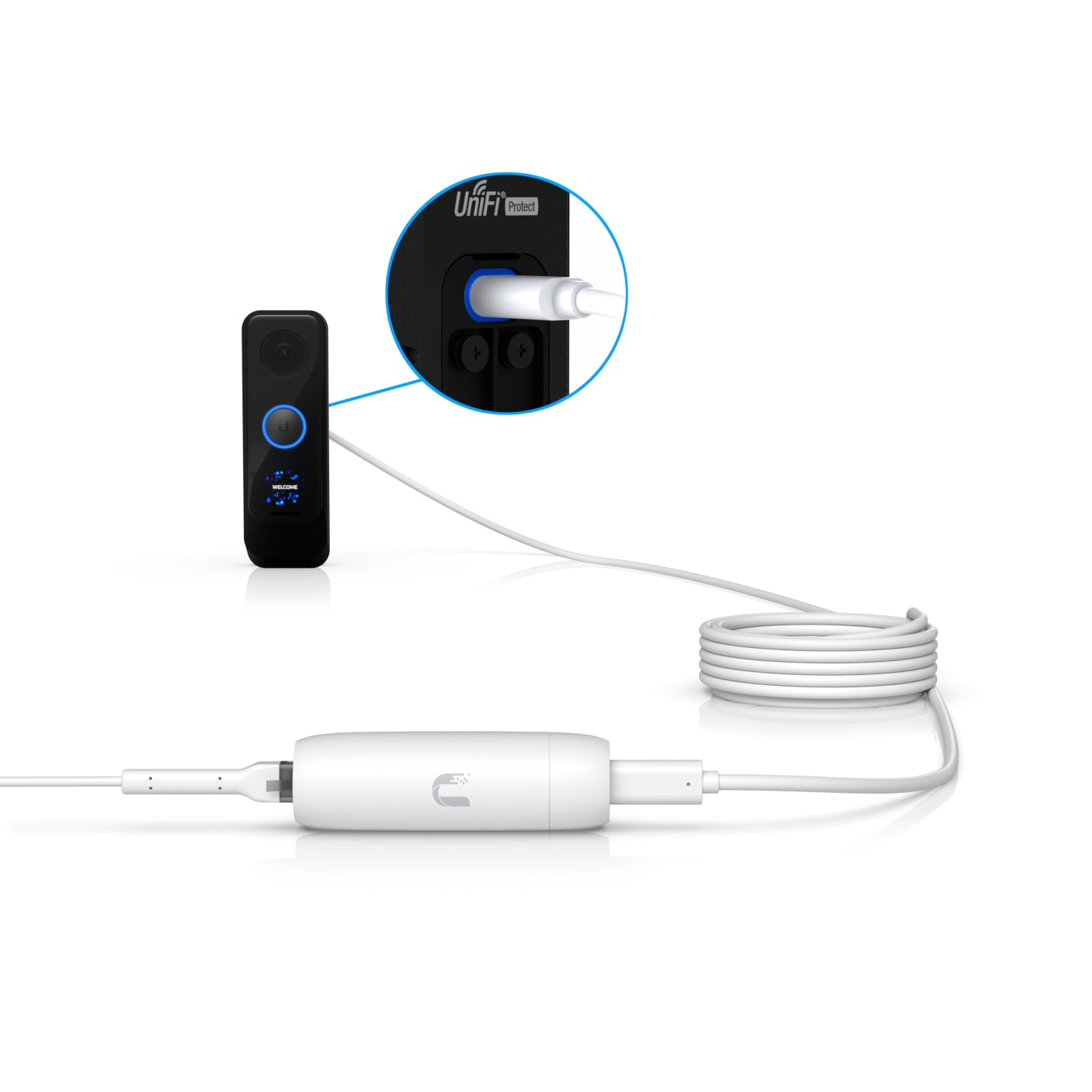Ubiquiti UACC-ADAPTER-POE-USBC PoE-Injektor – RJ-45×1, 48 V, 2 A Ausgang – für Protect WiFi – Weiss