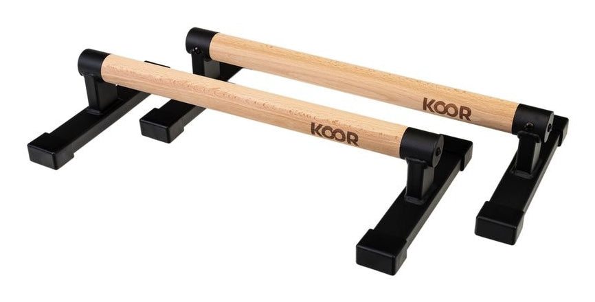 KOOR Liegestützgriffe F02710, 50 × 25 × 10 cm, 500 kg, Birke/Stahl – 2er-Set