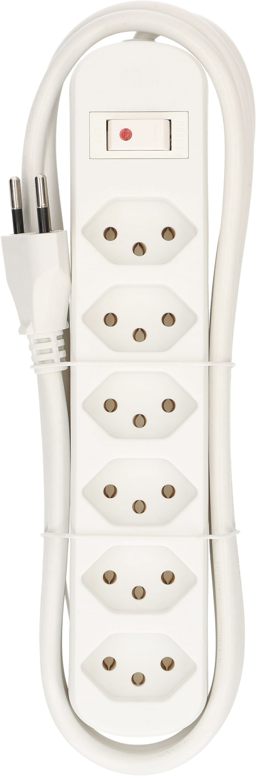 Max Hauri AG Max Hauri Basic-Line Steckdosenleiste, 6×T13, mit Schalter, 1,5 m, Eingang T12, IP20 – weiss