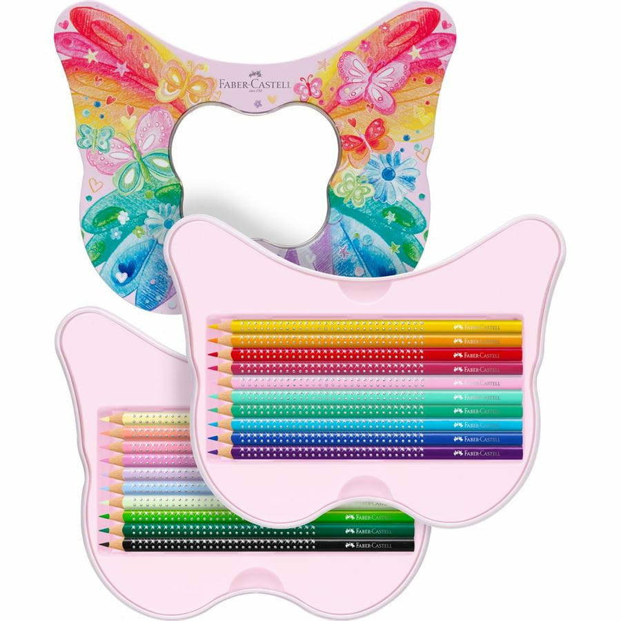 Faber-Castell Aquarellfarbstifte Grip Sparkle – 20 Farben, Ø 3 mm, dreikantig, FSC