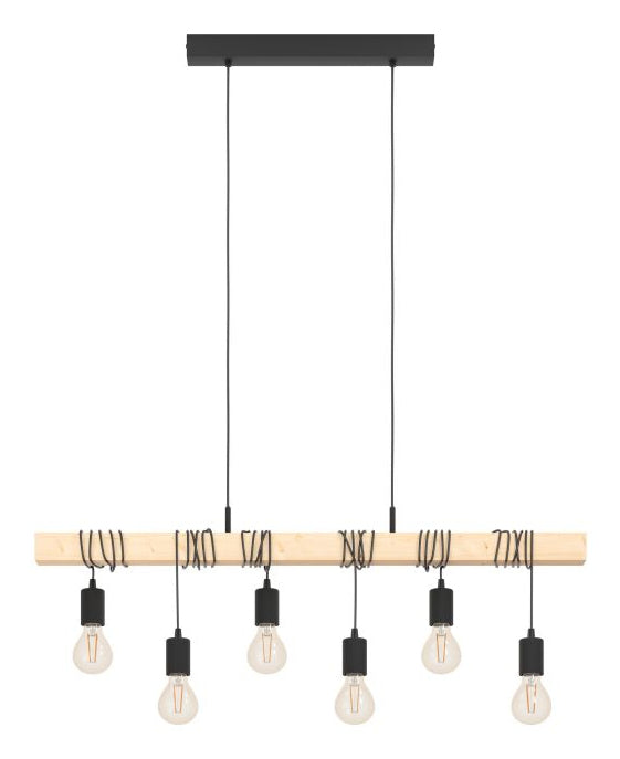 EGLO Pendelleuchte Townshend – 10,0 × 100,0 × 110,0 cm, 360 W, nicht dimmbar, schwarz/braun