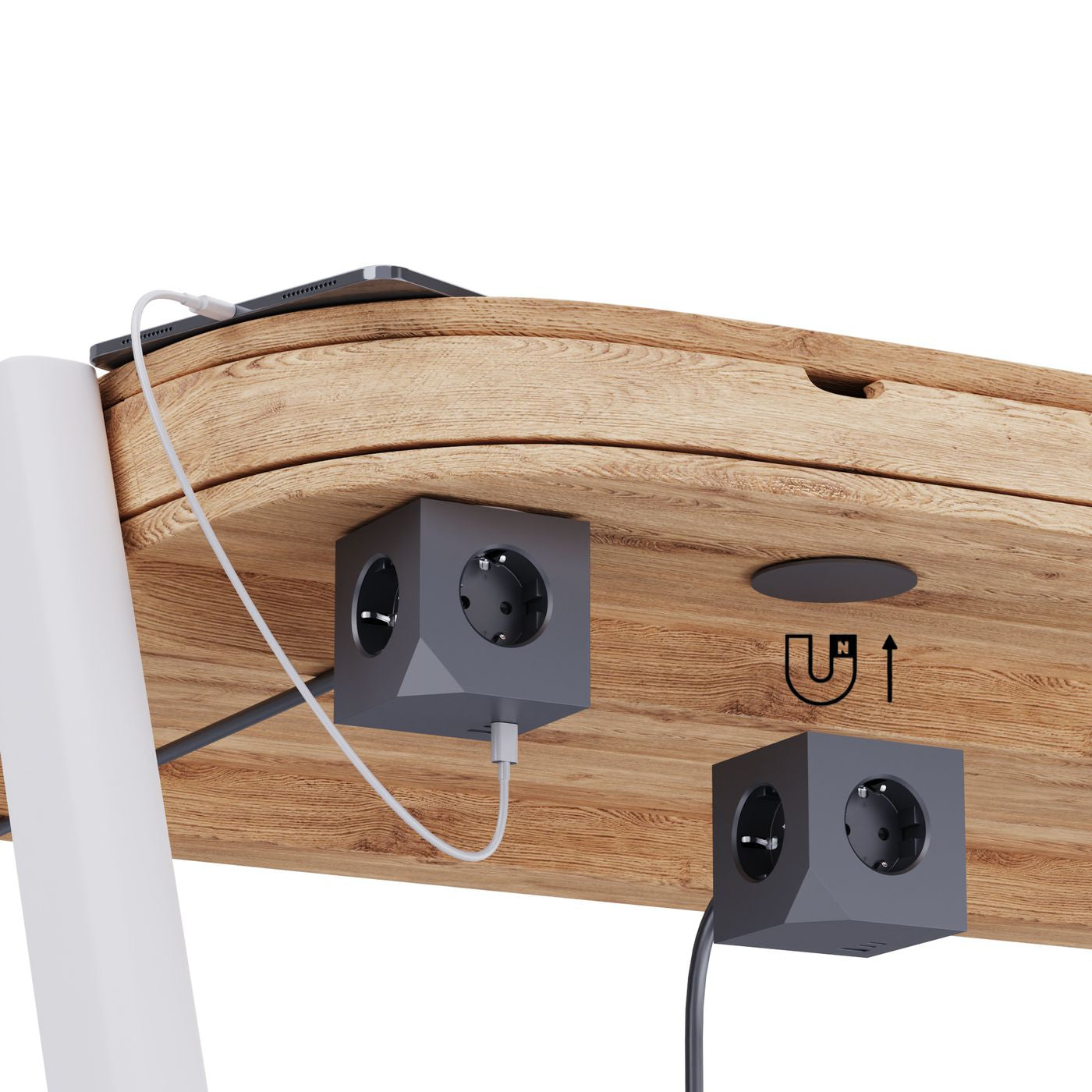 Microconnect PowerCube, 3× Schuko (Typ F), USB-C + 1× USB-A, 1,5 m, Magnetfunktion