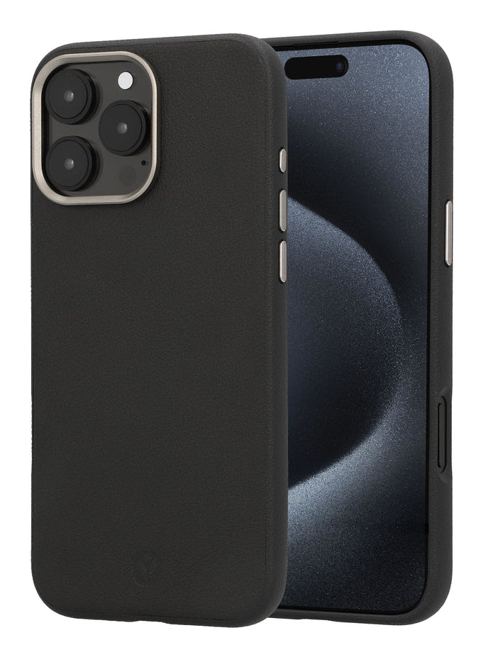 Valenta Backcover Style – für Apple iPhone 16 Pro Max – schwarz – Kunstleder – MagSafe-kompatibel