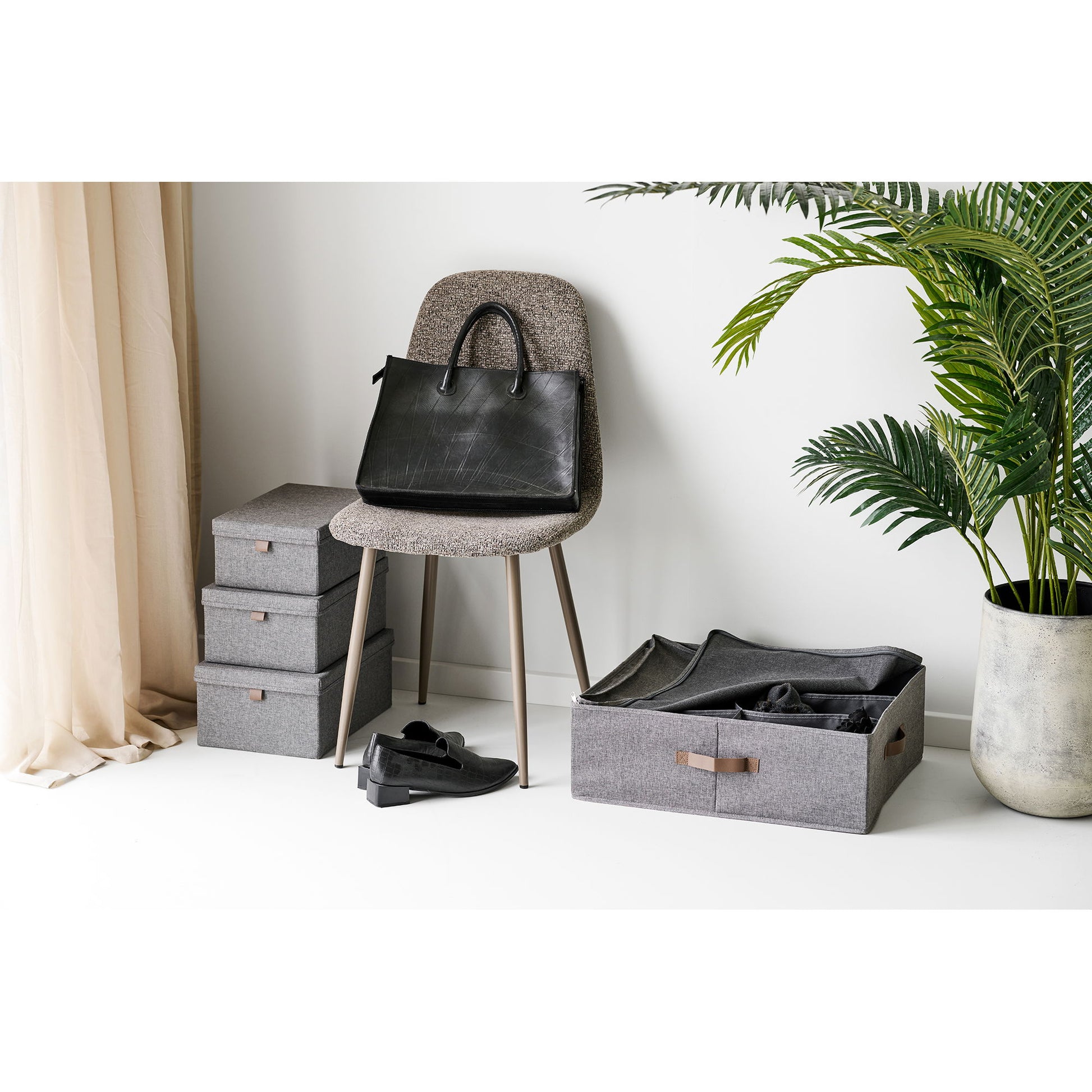 House Nordic Noto Aufbewahrungsbox – Polyester – Dunkelgrau – 560 × 180 × 470 mm