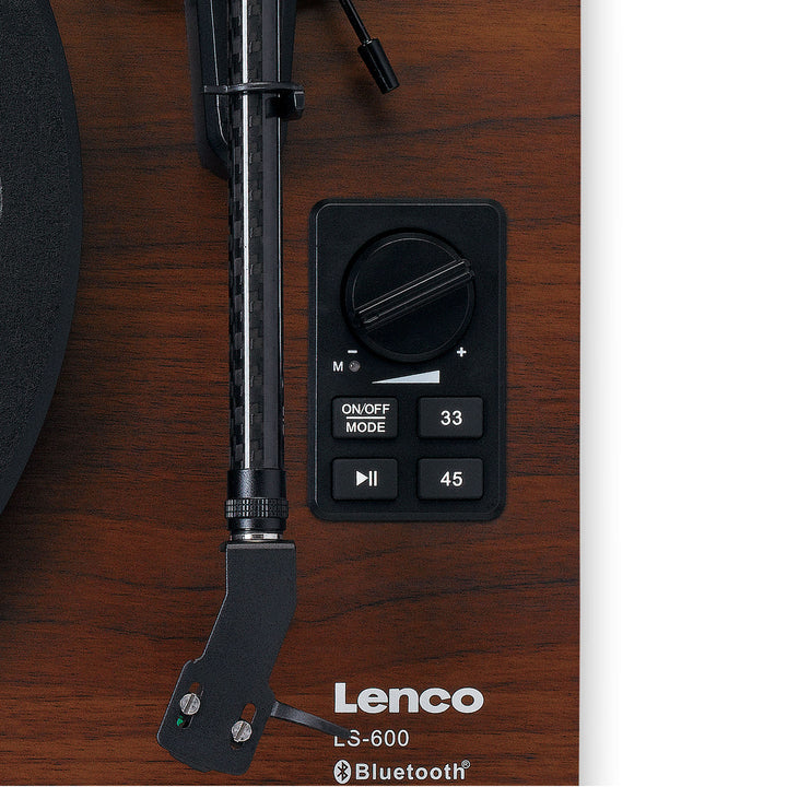 Lenco LS-600WA – Plattenspieler (Riemenantrieb, manuell), Bluetooth, Phono-Vorverstärker, 33⅓/45 U/min – Holz/Schwarz