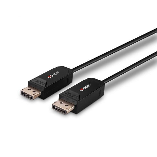 Lindy DisplayPort-zu-DisplayPort-Kabel – 40 m, rund, 24 Gbit/s, schwarz