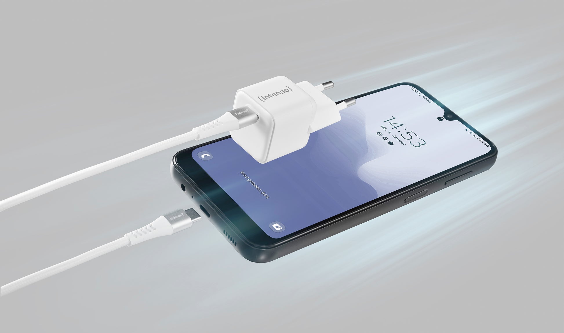 Intenso W30C USB-Ladegerät 30 W – USB-C×1 – PD 3.0, PPS, QC 4.0, GaN – EU-Stecker (Typ C) – Weiss