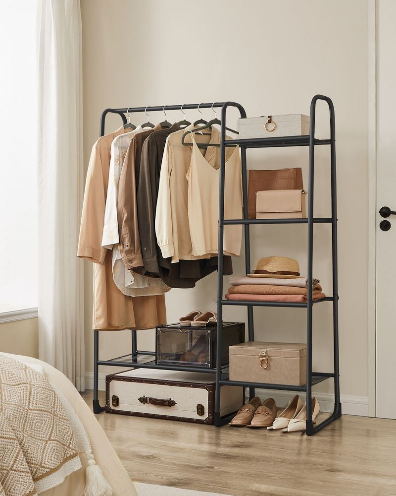 Songmics Garderobenständer – Stahl, Schwarz, 101,7 × 40 × 153,3 cm