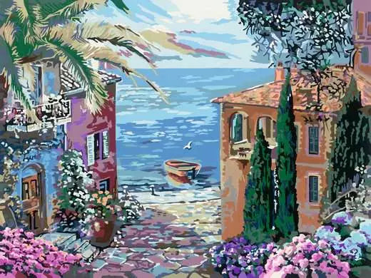 Ravensburger Malen-nach-Zahlen-Set – Mediterrane Landschaft – 30 × 40,1 cm – ab 12 Jahren