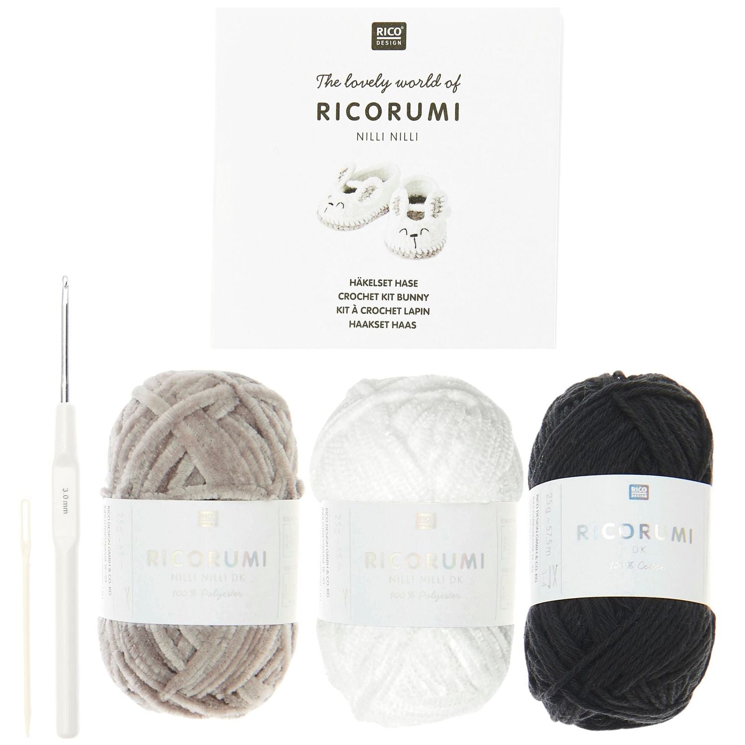Rico Design Creative Ricorumi Häkelset Hase – Grau, Baumwolle, Polyester