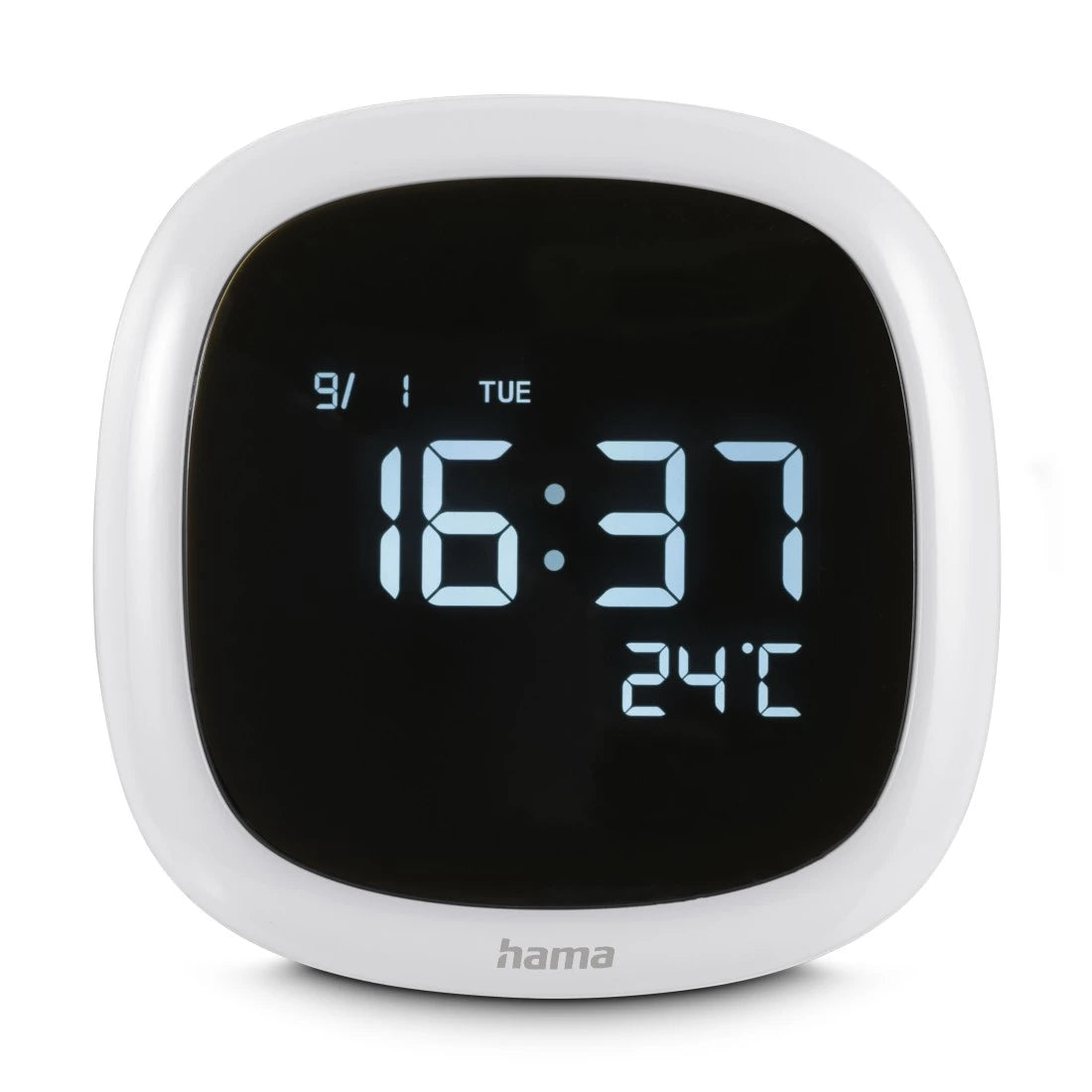 Hama Digitaler Wecker – Nachtlicht, Schlummerfunktion, Thermometer, USB, 8,5 × 8,5 × 5,5 cm, Weiss