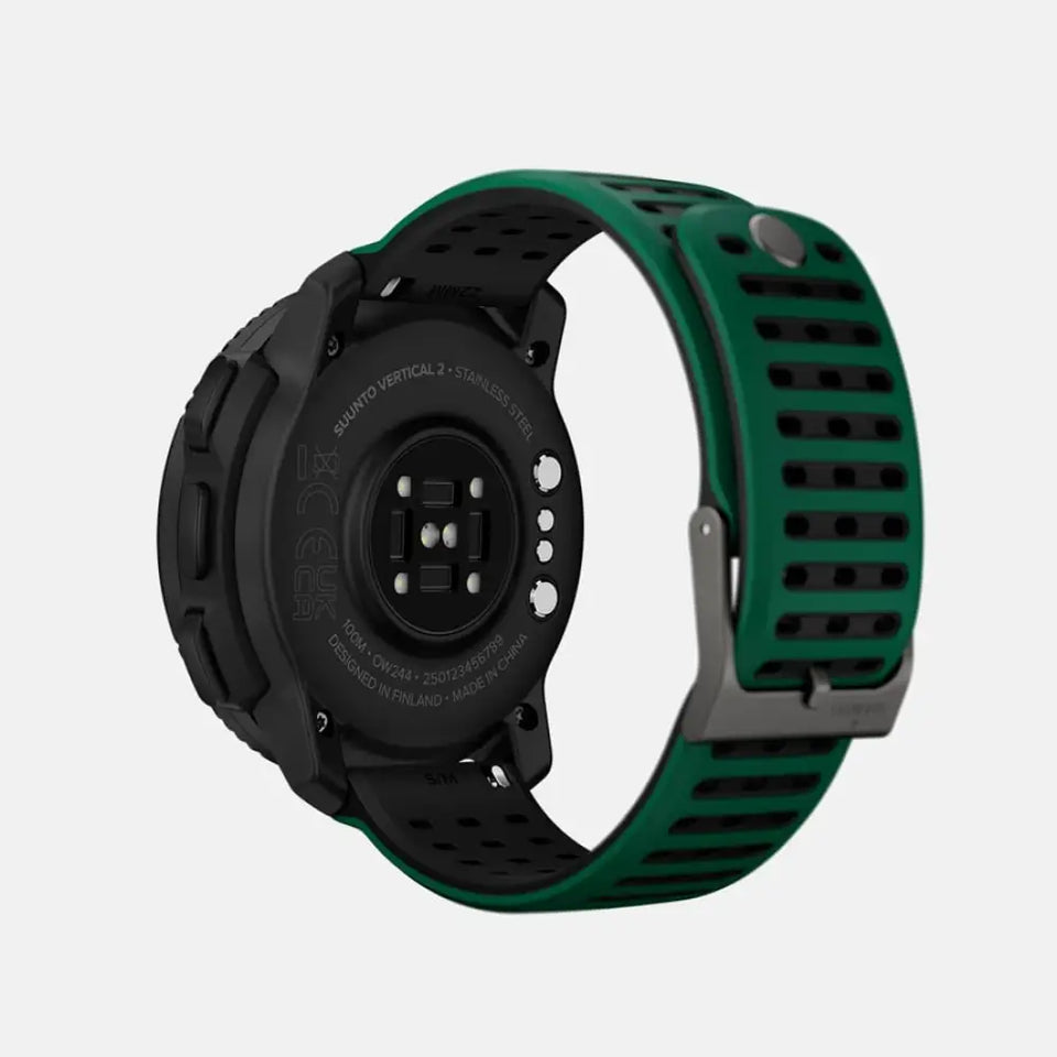Suunto Vertical 2 49 mm GPS – Edelstahl, Schwarz, Sportarmband, Pine Green, 100 m, für Android, iOS