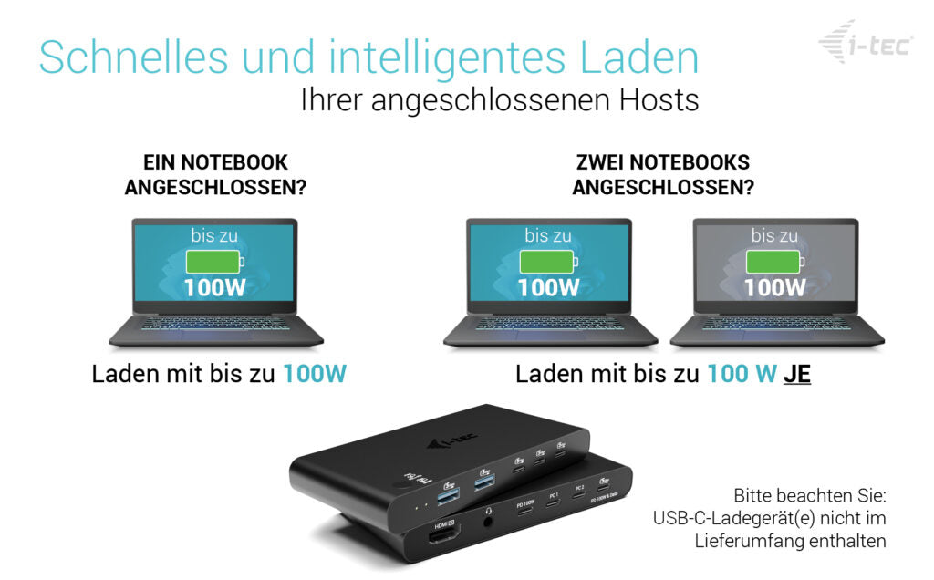 i-tec Dockingstation – USB-C, 1× HDMI, 2× USB-A, 7× USB-C, 100 W PD, 3,5 mm Audio, für Windows/Mac/ChromeOS