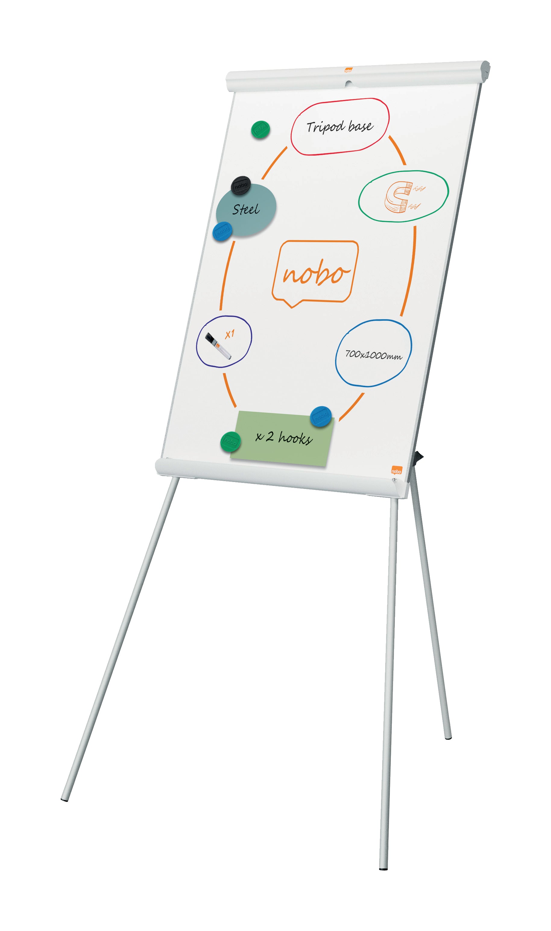Nobo Premium Plus Flipchart Dreibein, magnetisch – 70 × 100 cm