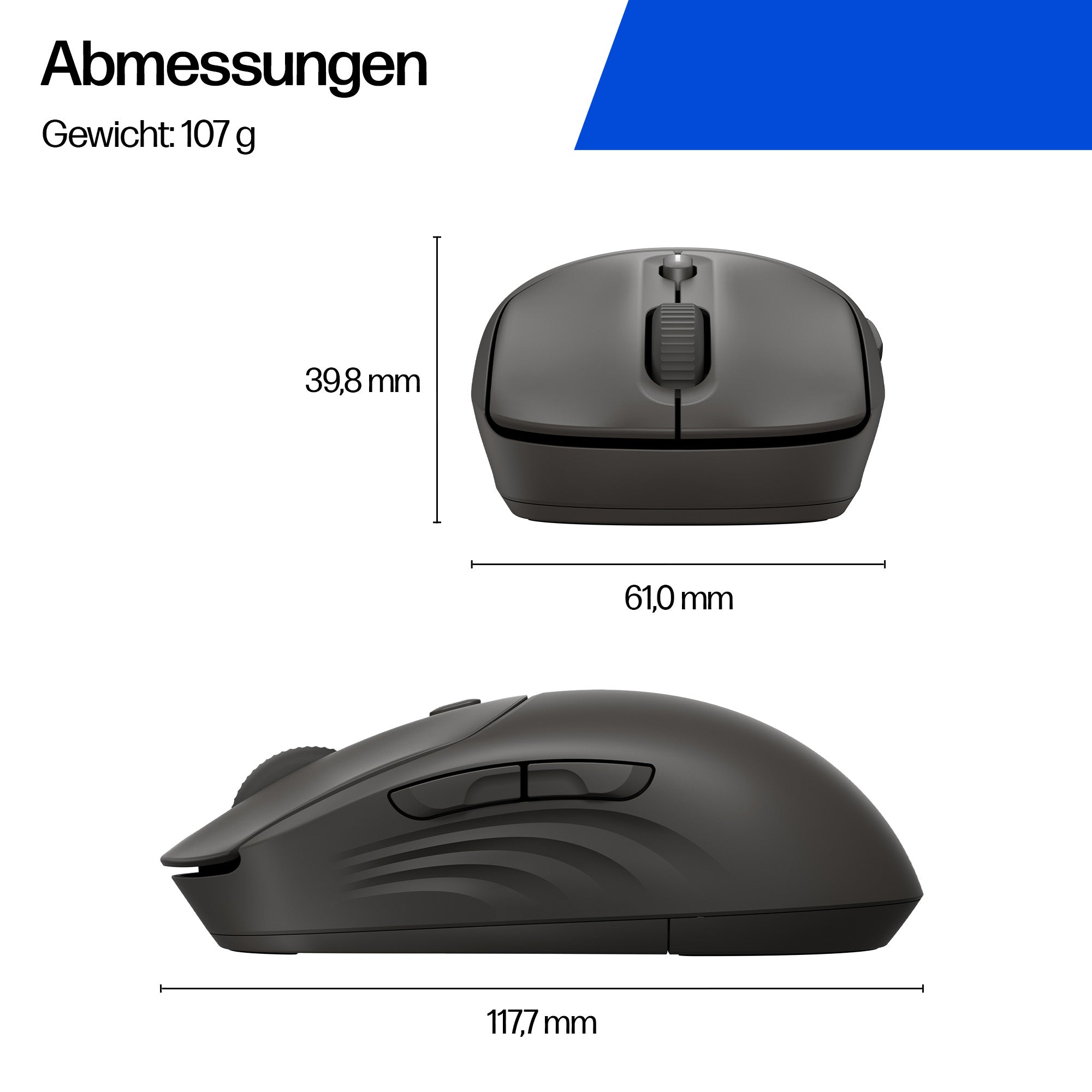 HP 405 Quiet – Maus – Kabellos (2,4 GHz), Schwarz