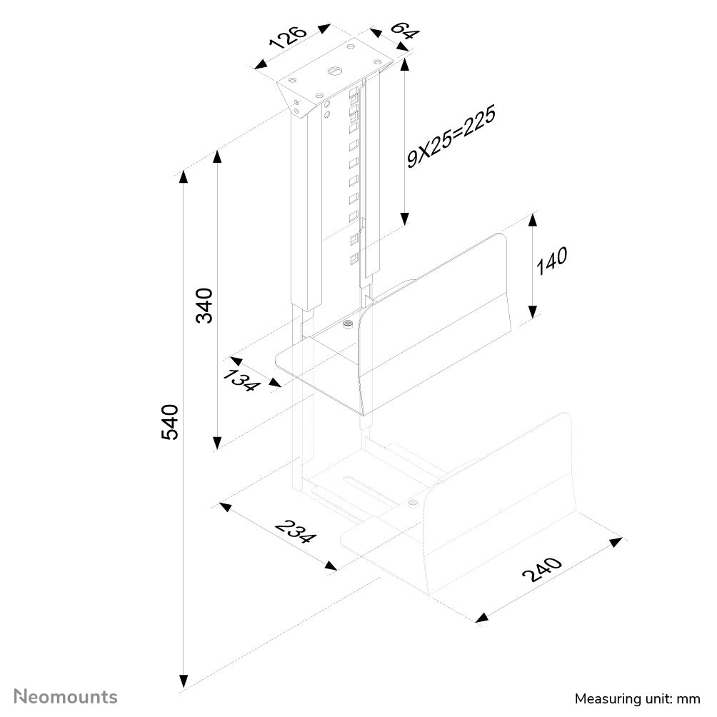 Neomounts CPU-Halterung (Untertisch) – bis 30 kg, Schwarz, Stahl