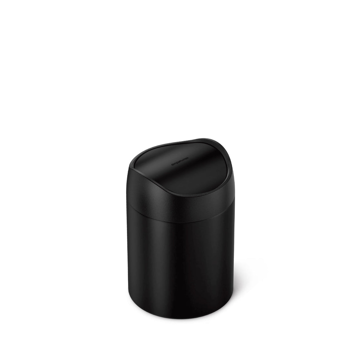 simplehuman Tischabfalleimer CW2100 – 1,5 l – Edelstahl, rund – schwarz matt, Anti-Rutsch-Basis