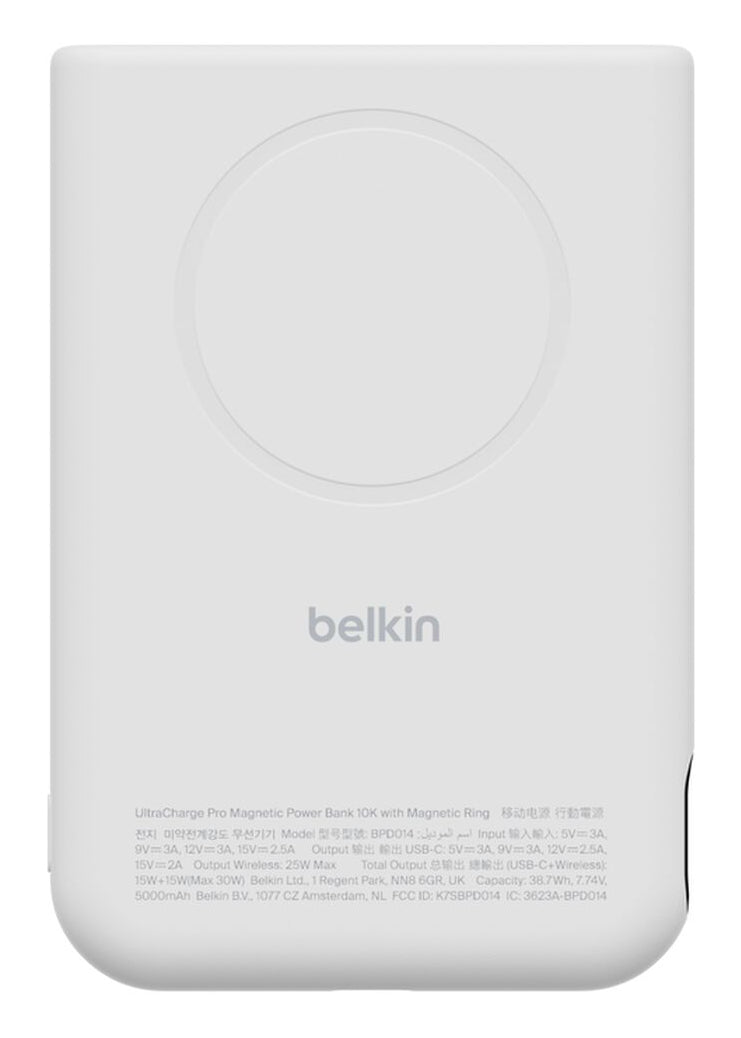 Belkin MagSafe Powerbank 10'000 mAh – 30 W PD, Wireless 25 W, 1× USB-C, Weiss