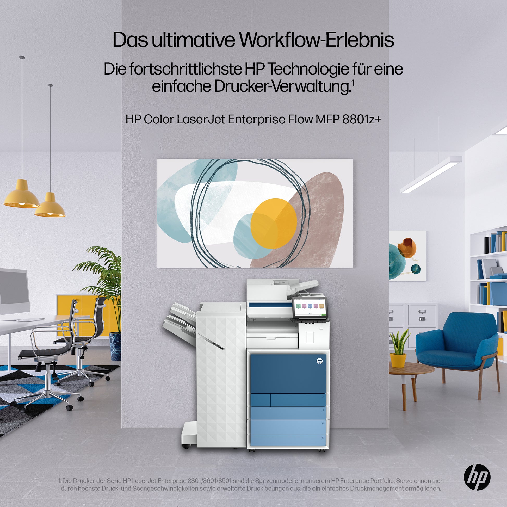 HP Color LJ Enterprise Flow 8801z+ – Farbiges Laser-MFP A3, 4-in-1 – USB/WLAN – Duplex, ADF – 60 S./Min. S/W