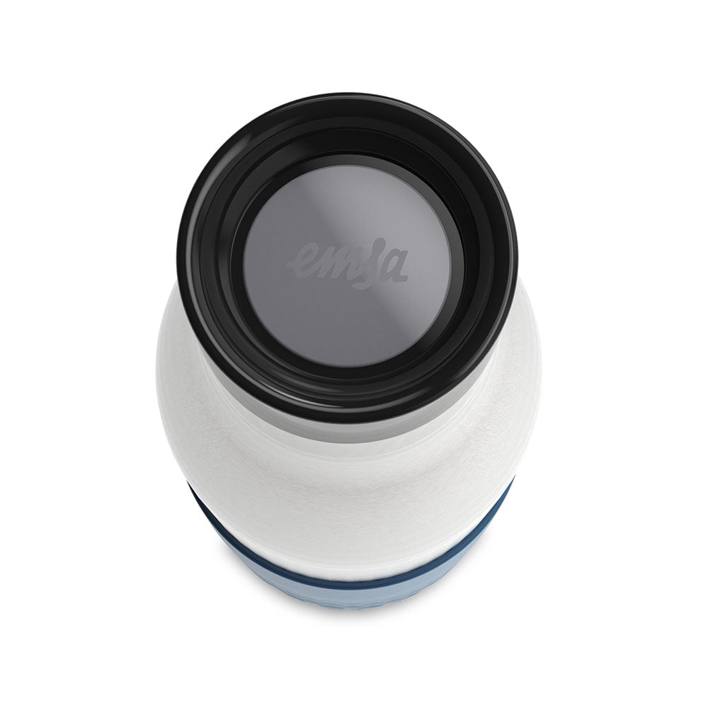 EMSA Bluedrop Isolierflasche 500 ml – Doppelwandig 12 h heiss / 24 h kalt, Edelstahl, Druckknopfdeckel